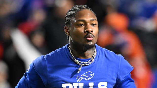 Buffalo Bills wide receiver Stefon Diggs warms up before a game against the Denver Broncos at Highmark Stadium.